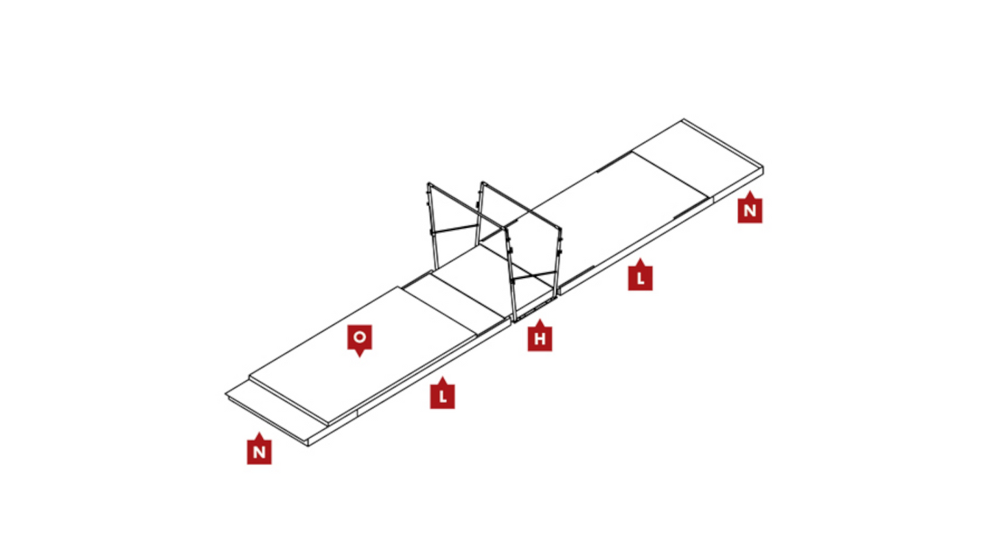 FIG Competition Uneven Bars Landing Mat Configuration